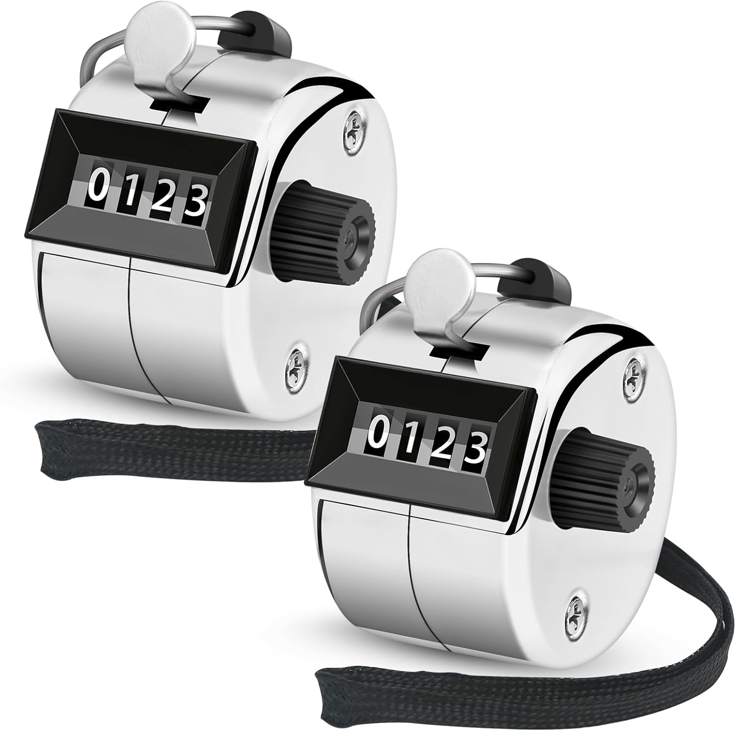 Nliyeisu 2 Pack Mechanical Hand Tally Clicker Counters with Large Display - Battery-Free for Baseball, Gym Reps, Events & Inventory (Silver)