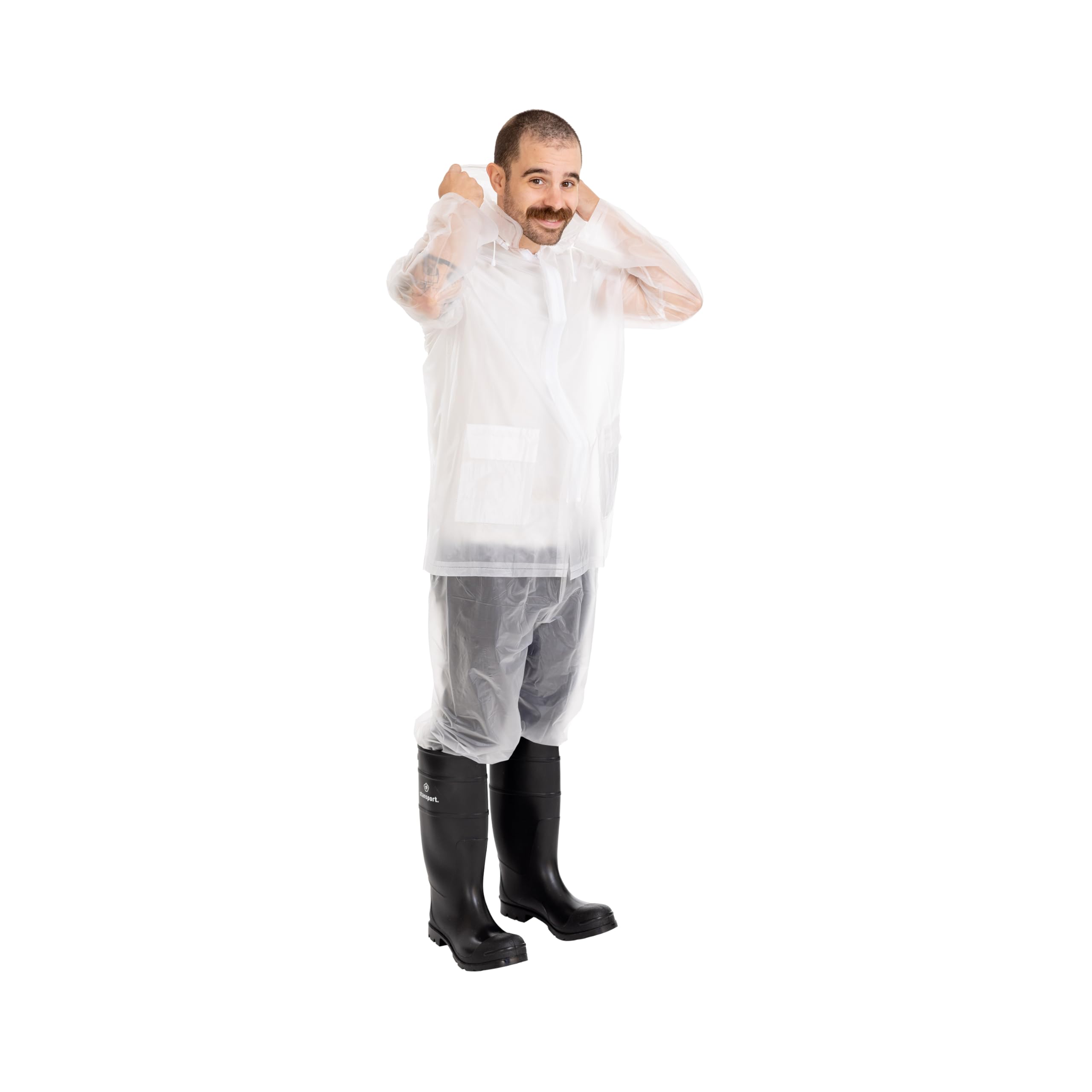 StanSport Clear-M - Traje Impermeable de Vinilo con Capucha, tamaño Mediano