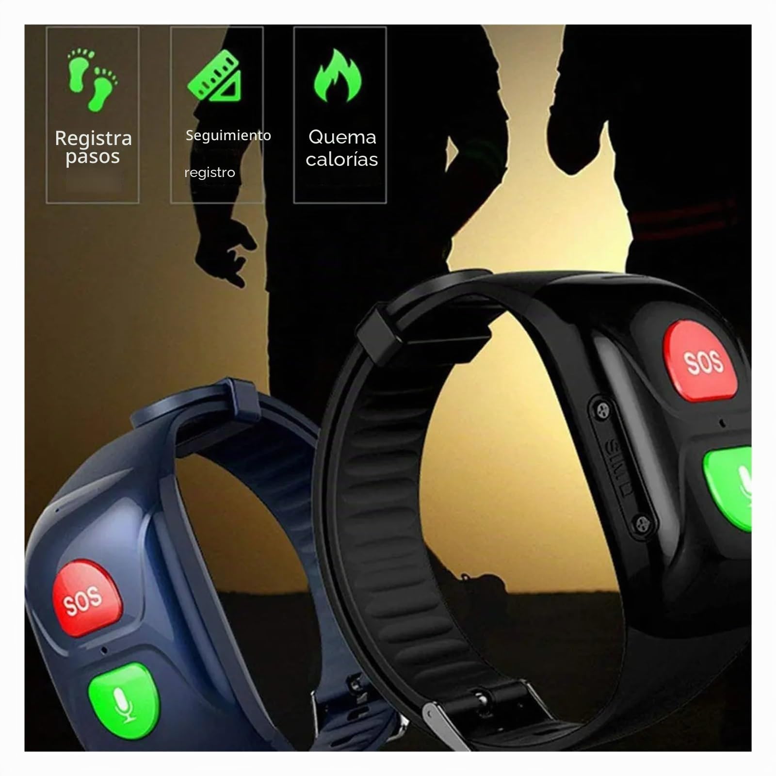 Pulsera Inteligente 4G for Personas Mayores, GPS + WiFi, posición, natación, frecuencia cardíaca, SOS, aplicación de monitoreo Remoto, Llamada(Red)