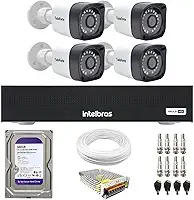 Kit 4 Câmeras Segurança Full HD DVR Intelbras 4 Canais Com HD Completo