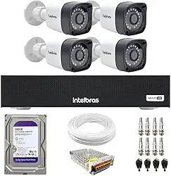 Kit 4 Câmeras Segurança Full HD DVR Intelbras 4 Canais Com HD Completo