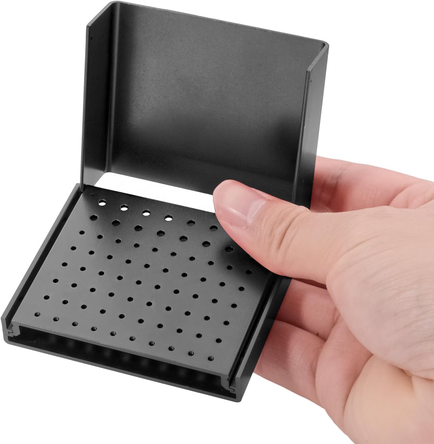 76 Holes Dental Burs Holder Block Cleaning Stand Drill Storage Boxs FG Bur Autoclavable Organizer (Black)