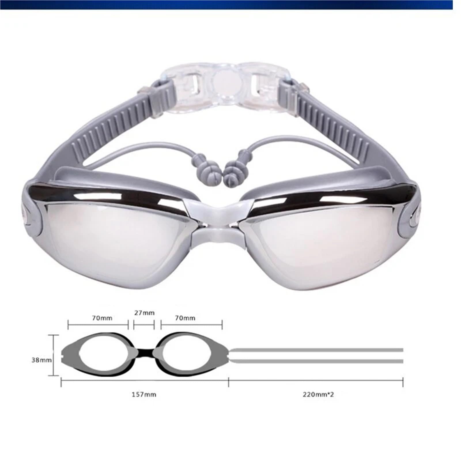 JUANYAO Occhiali Da Nuoto Occhialini da nuoto antiappannamento elettrolitico in silicone HD for adulti Per Il Nuoto(White)