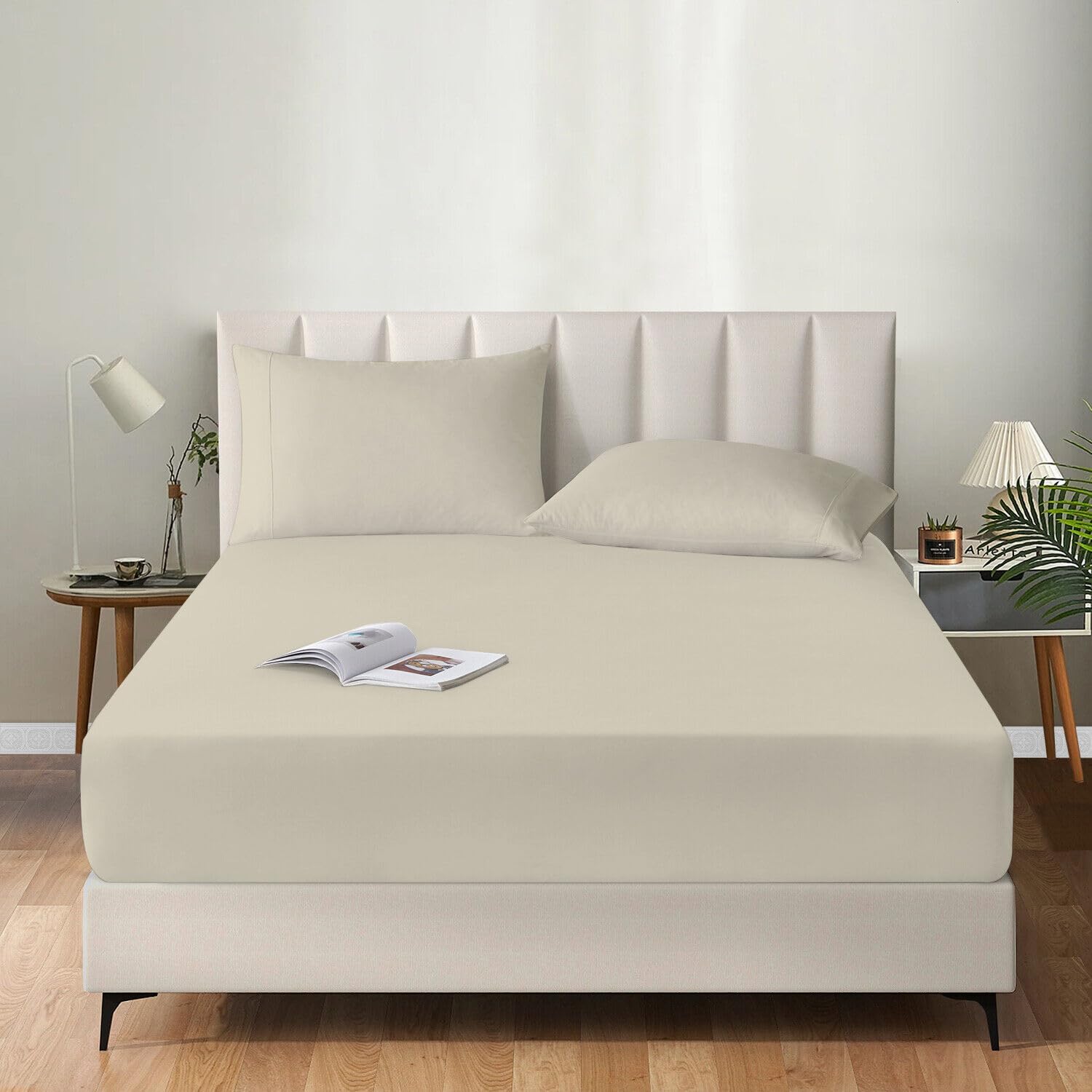 MistyMorning Extra Deep Fitted Sheet 16''/40cm, Egyptian Cotton bed sheets with 200 Thread Count - Image 2