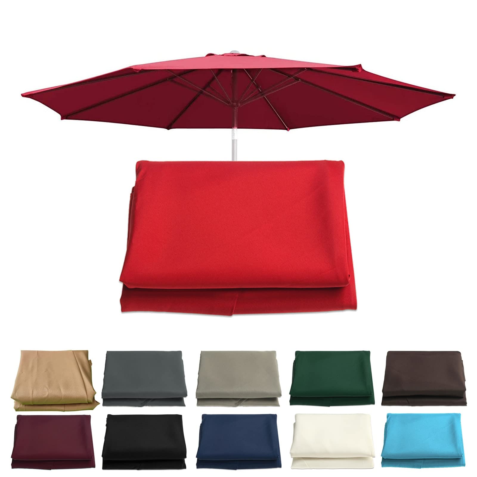 sdneNest Toldo universal de repuesto para sombrilla de patio de 6/8 brazos, cubierta de sombrilla de jardín en rojo vino, rojo, 2,7 m, 6 varillas