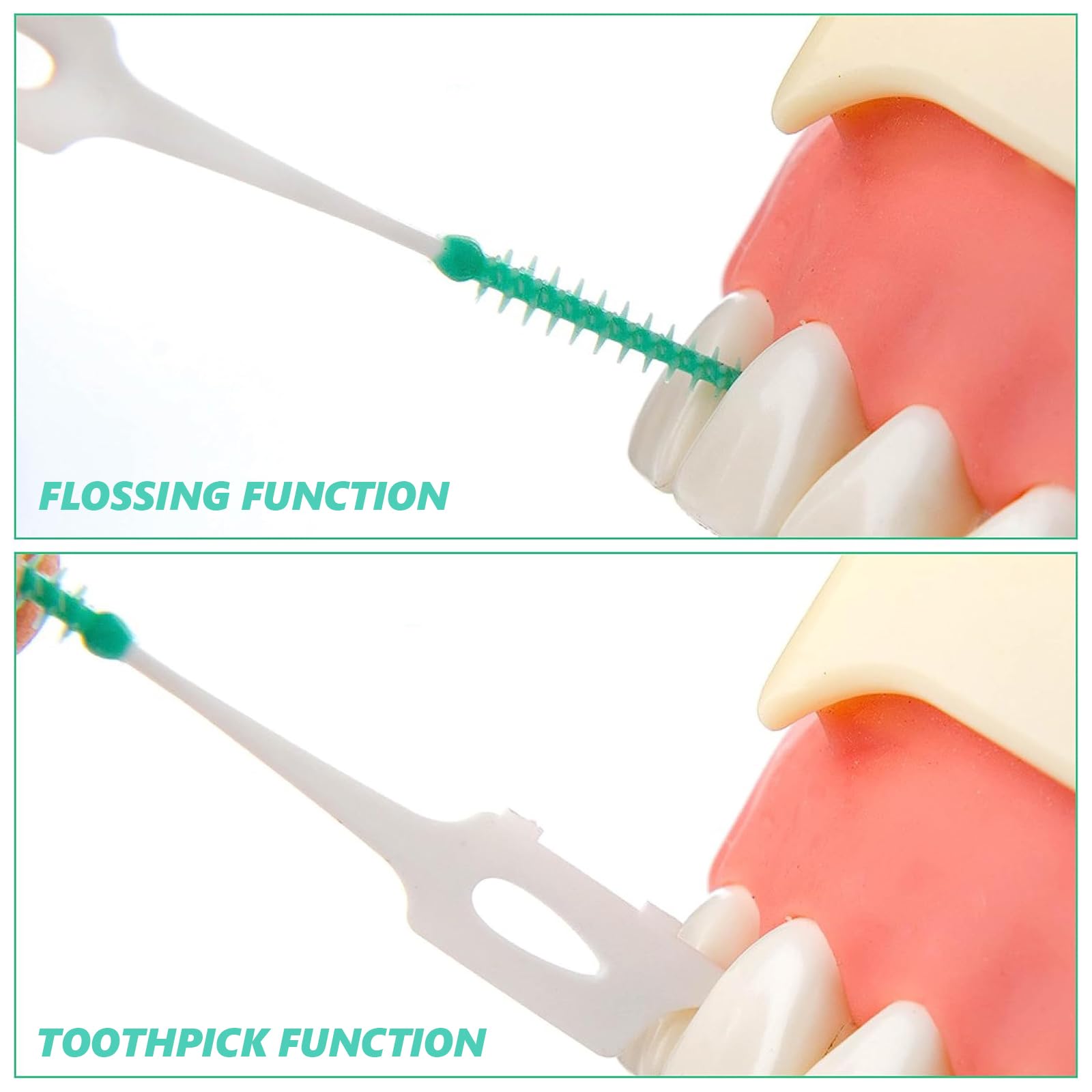 200 Pezzi Scovolini dentali, Spazzolini Scovolini Silicone, spazzolino interdentale in silicone, strumento per la pulizia dello spazzolino da denti, verde