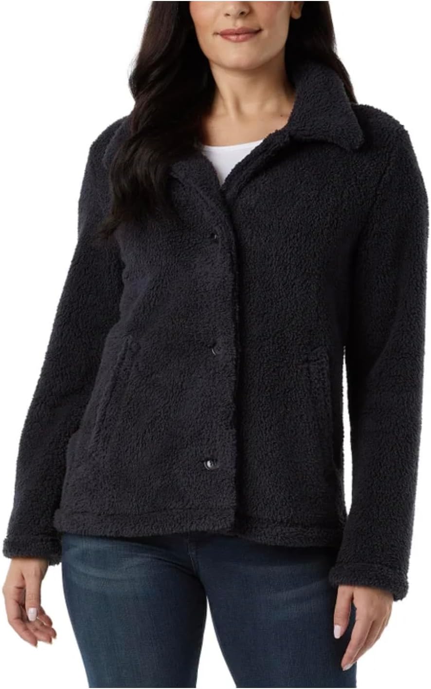 32 Degrees Heat Women's Cozy Fleece Button Front Jacket