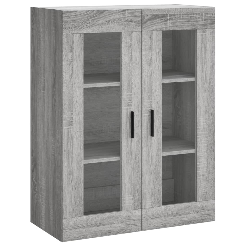 Highboard grigio Sonoma, 69,5 x 34 x 180 cm, con molto spazio, piedini in metallo, credenza e ripiano alto, per cucina, soggiorno e sala da pranzo