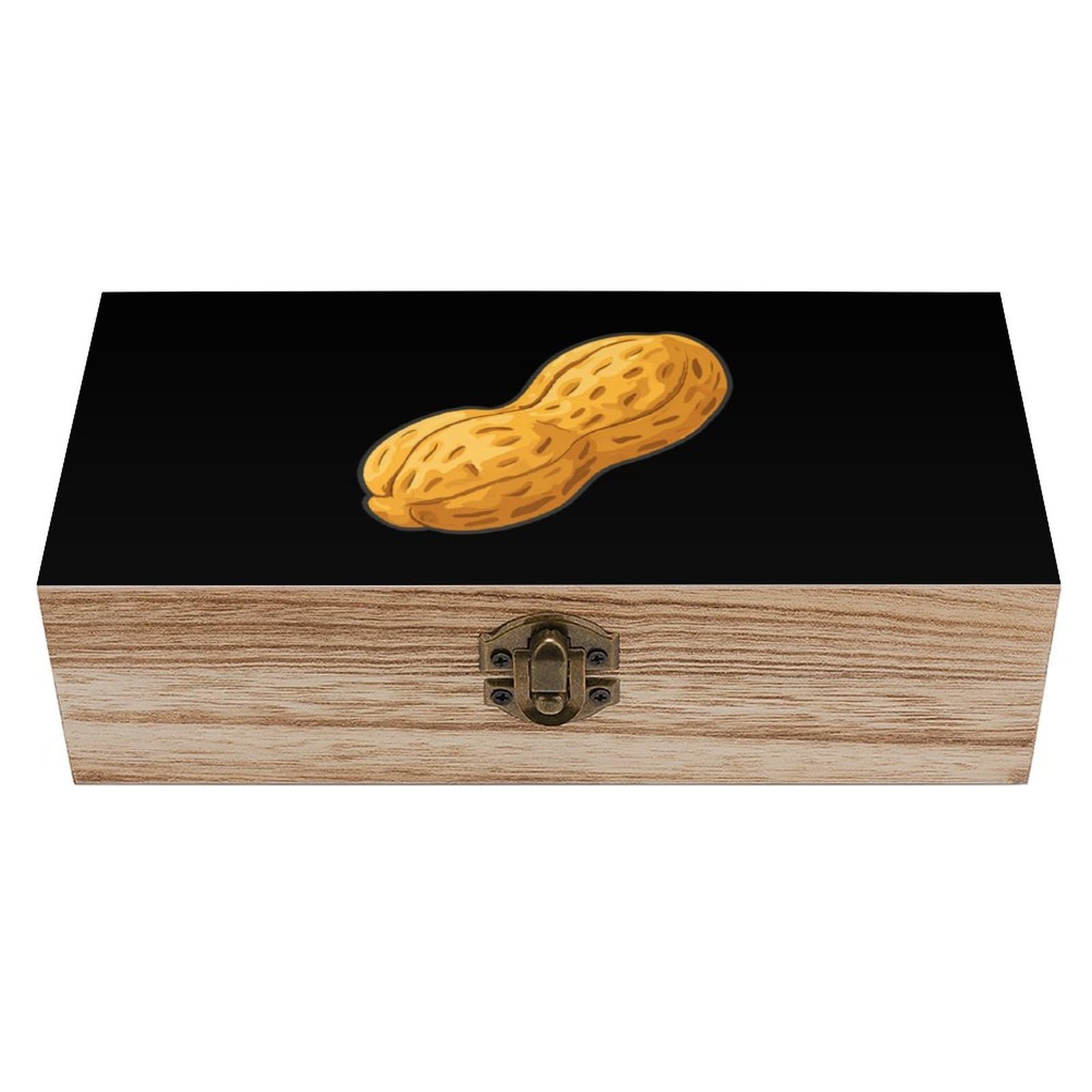 HLBSDM Peanut Nut Wooden Storage Box Craft Memory Keepsake Treasure Chest Box Jewelry Organizer