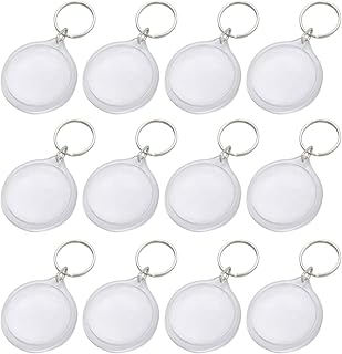 UPSTORE 25PCS 1.4inch Inner Diameter Round Clear Acrylic Blank Passport Photo Logo Image Inserts Split Keychain Keyrings Wallet Friendly Picture Snap-in Frame Key Ring for Women and Men