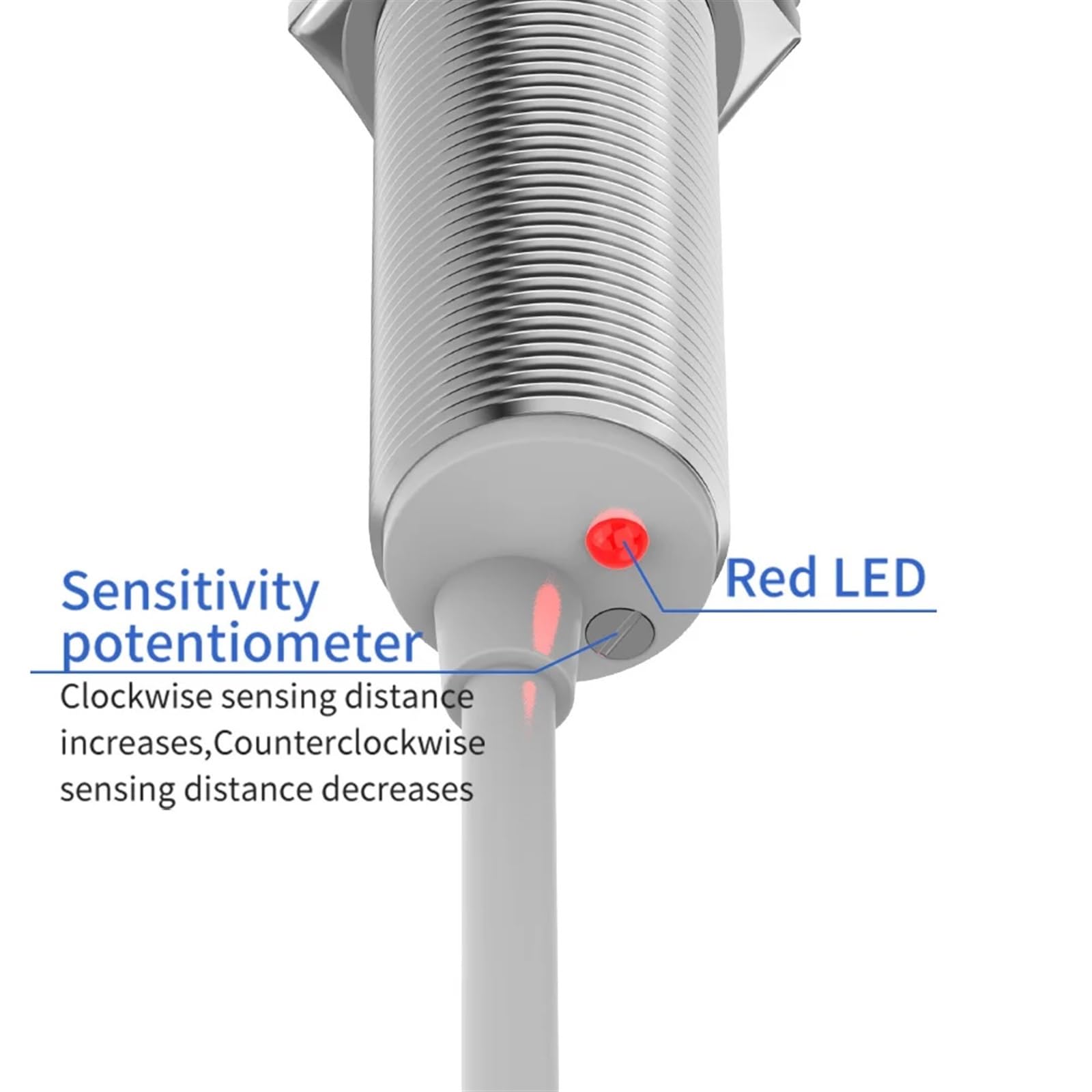 Kapazitiver Näherungssensor M30 – 15 Mm Erfassungsabstand, NPN/PNP Einstellbar, 10–30V DC/90–250V AC, Robustes Metallgehäuse