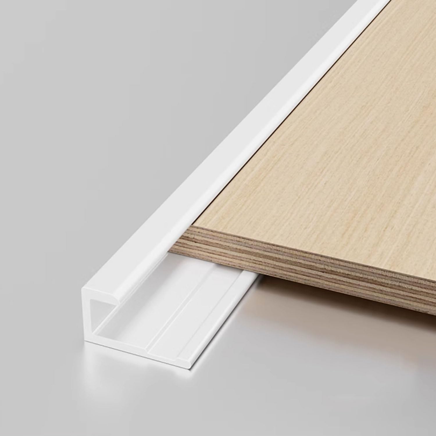 Aluminum Alloy Edge Trim Metal Profile Strip C-Shaped Embedded Tile Corner Guard Waterproof Decorative Strip for Cabinet Table Partition & Step Tread(White,8mm L3m/9.8ft)