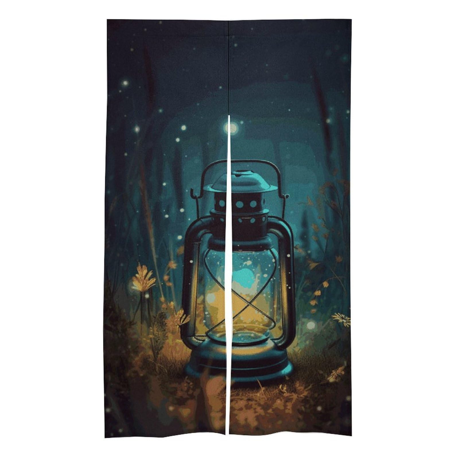 Rideau de porte fendu doux et durable à motif lanternes pour séparer vos pièces