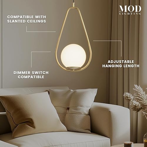Miniatura 3 de MOD LIGHTING Jewels & Pearls Nordic Modern - Lámpara de techo regulable, perfecta para cocina, comedor, sala de estar y dormitorio, luz LED dorada,