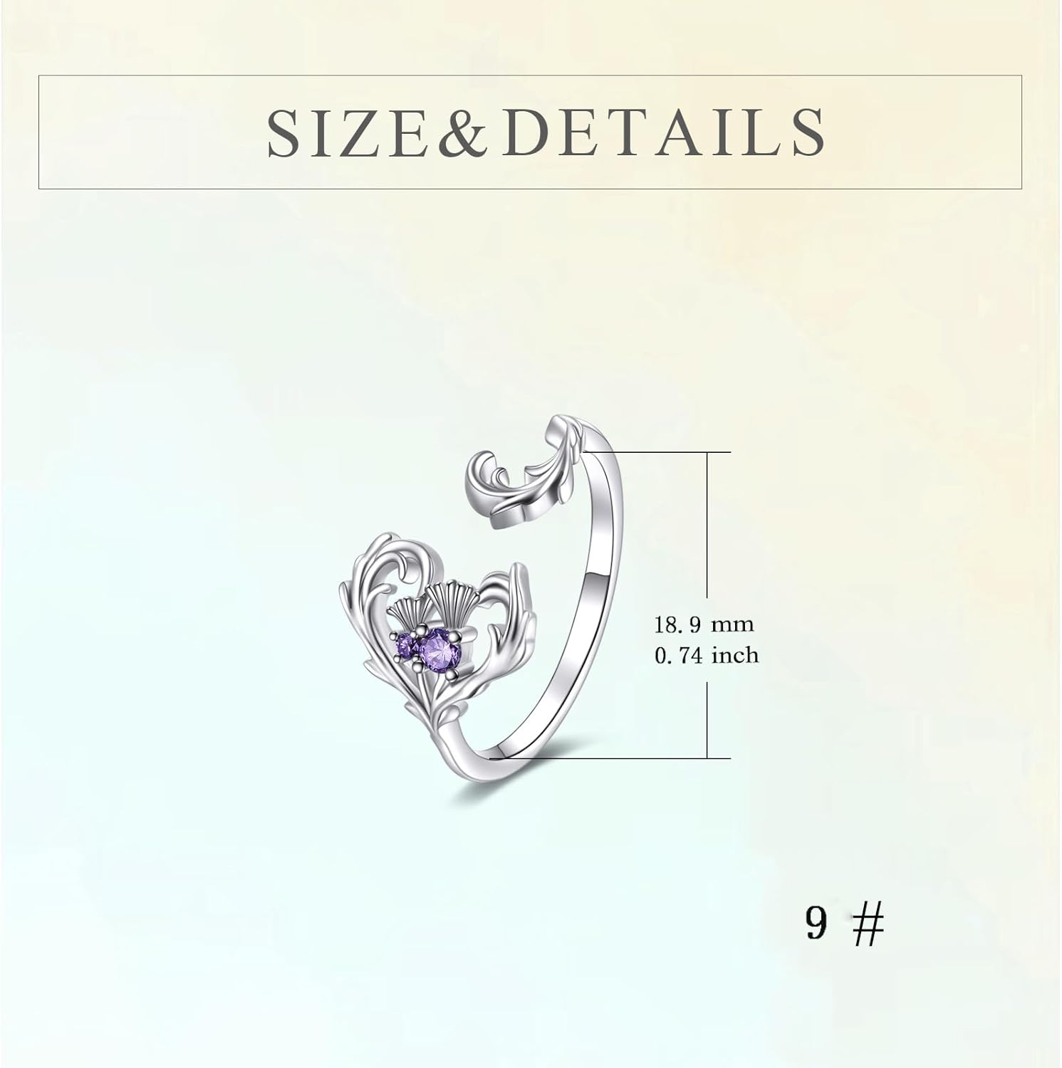 CRMAD Scottish Thistle Ring for Women Sterling Silver Thistle Jewelry Gifts for Friend - Image 3