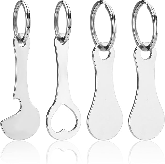 4Pcs Shopping Trolley Release Key Stainless Steel Shopping Trolley Token Removable Shopping Trolley Coin Keyring Round Shaped Shopping Trolley Remover