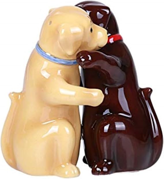 Pacific Giftware Hugging Labradors Magnetic Ceramic Salt and Pepper Shakers Set