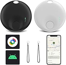 Android Track Tags, 2 Pack Bluetooth Track, Smart Tag Tracking Device, Item Finder for Keys, Wallet, Luggage, Replaceable Battery