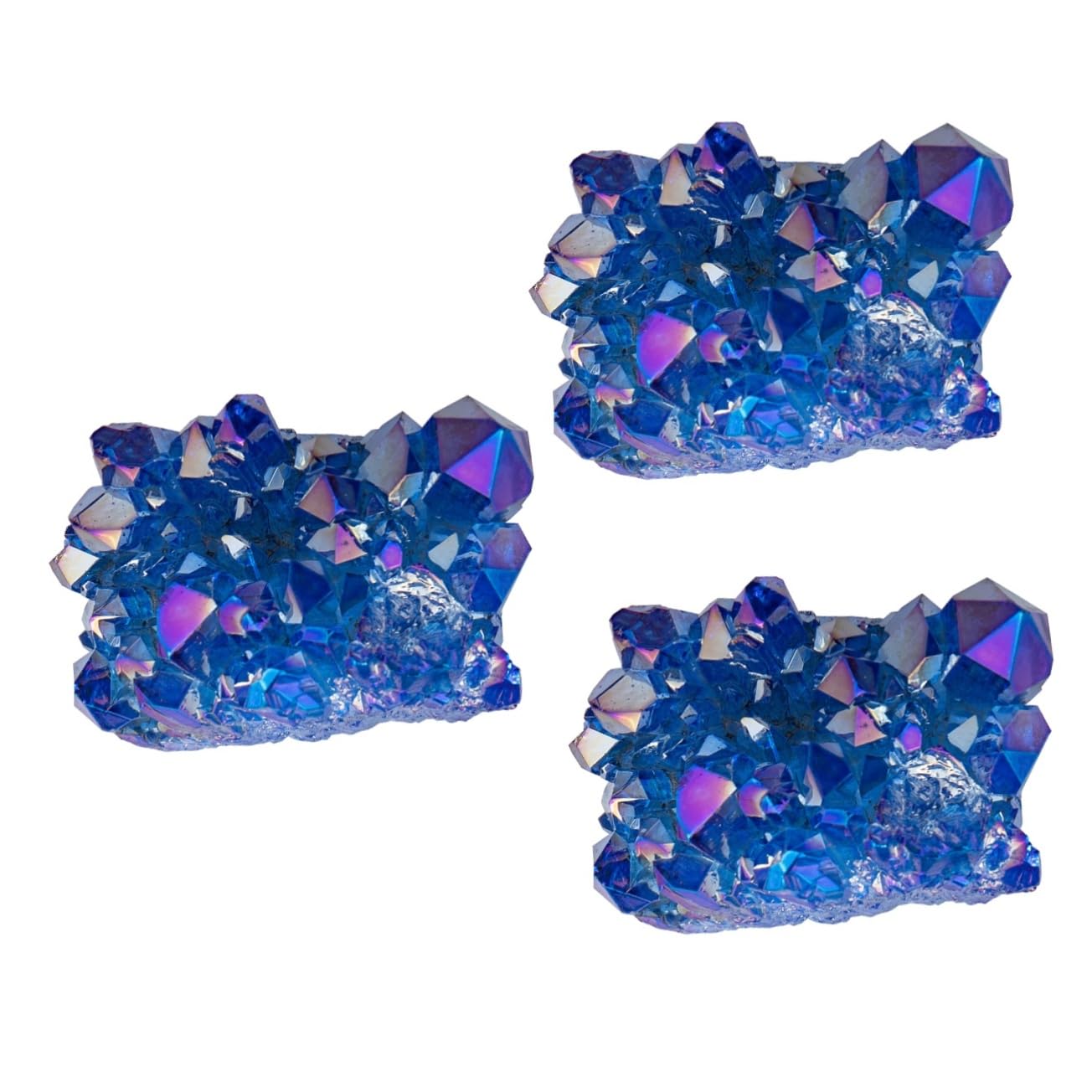 Amazon.co.jp: 3個 サファイアクラスター 青い宝石 チタンコーティング