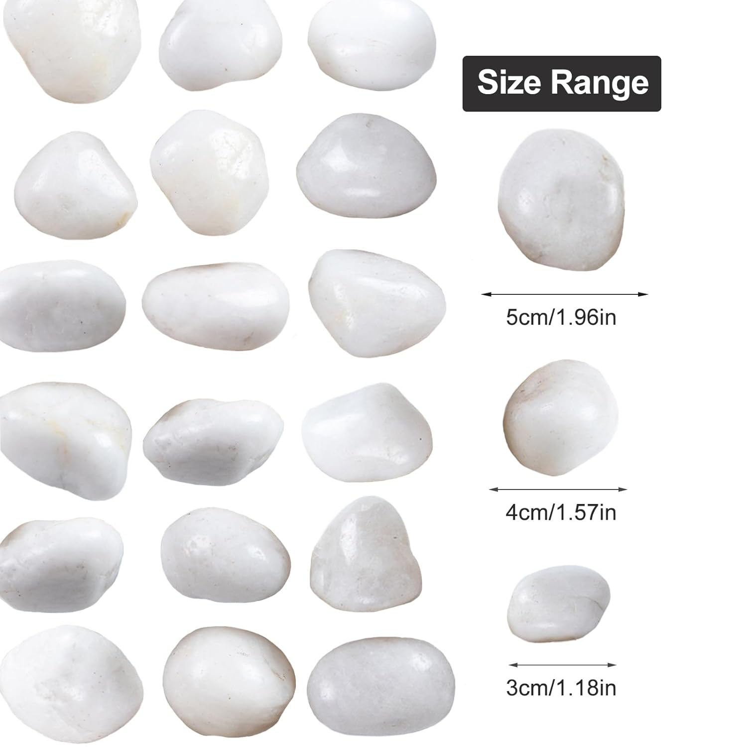 20Ib White River Rocks for Landscaping- High Polished Pebbles for Plants-Garden Decorative Stones-1-2 Large Plant Rocks,Ideal for Aquarium, Home Decor