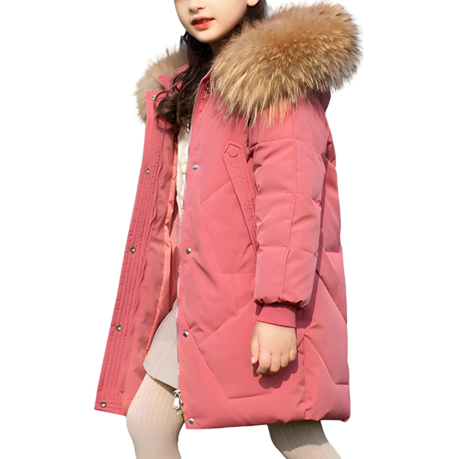 2023 Nueva Abrigo de Plumas Térmica de Otoño Invierno Chaqueta de Niña Abrigo Capucha Acolchado Piel de Viento