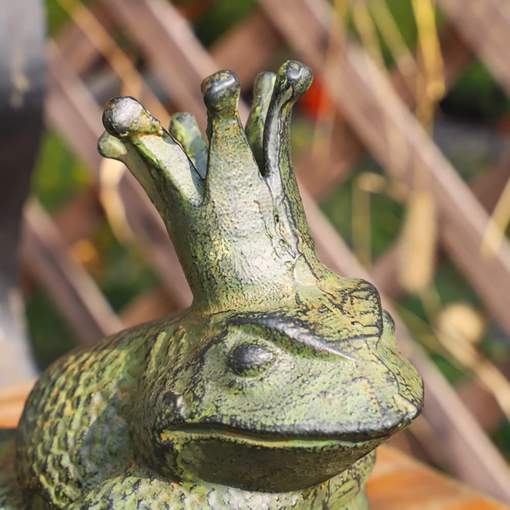 WAYUTO Żeliwna żaba statuetka siedząca żaba figurka żaba rzeźba figurka żaba odbojnik żaba ozdoba do ogrodu, podwórza, patio, trawnika i stawu dekoracja