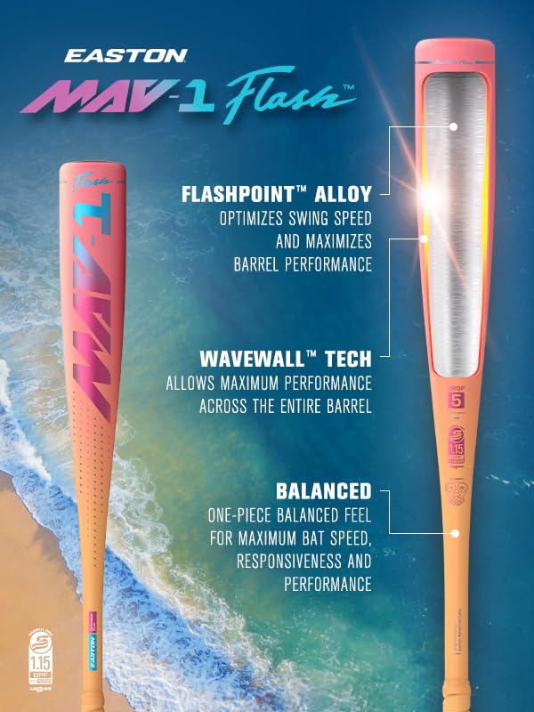 Easton | 2026 | MAV1 Flash Baseball Bat | USSSA - Coach/Machine Pitch | -10 Drop | 2 3/4' Barrel | 1 Pc. Alloy | 26 Inch - image 3
