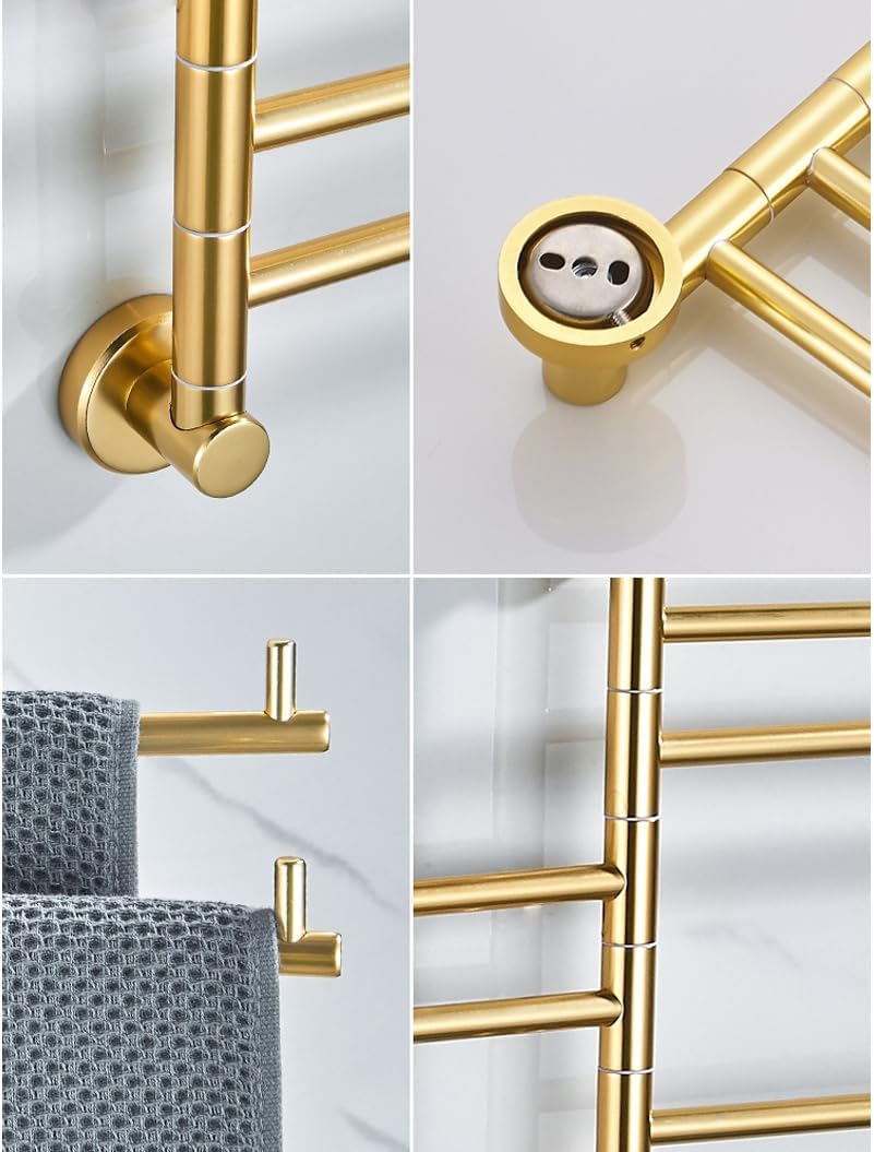 タオルレール バスルーム用タオルラック 3バー スイングタオルバー 壁掛けバスタオルラック スペースアルミニウム 折りたたみアーム タオルレール タオルラック  バスルーム用 壁掛けタオルレール 360度回転タオルバー ホームストレージラック バスルームオーガナイザ ... モダンな回転式タオルラック - 厚みのある金属製スイングアウトタオルバー - 省スペーススイングタオルバー バスルーム用 - 壁取り