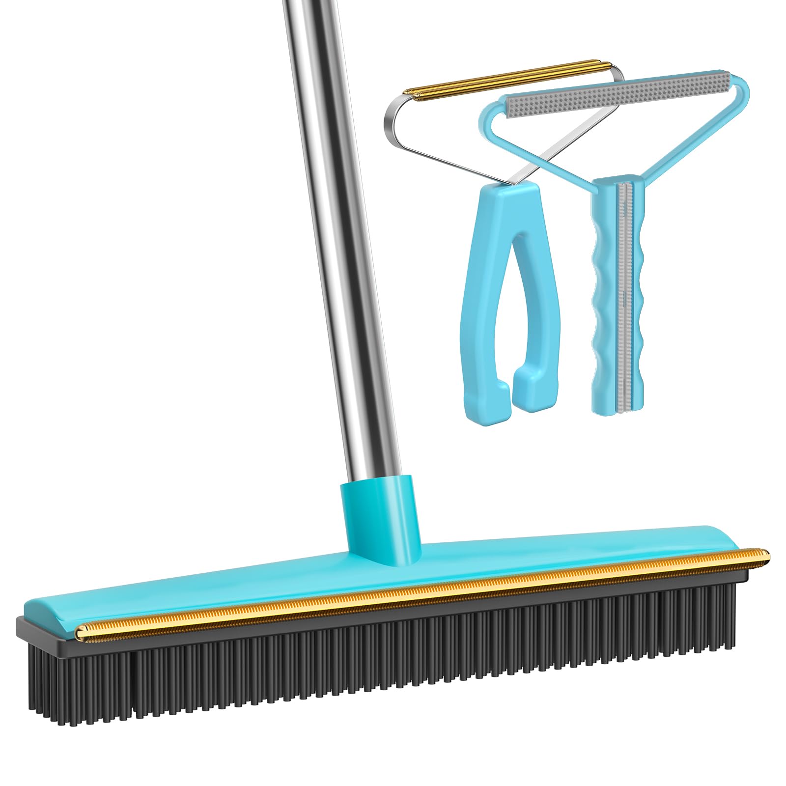 Carpet Rake - 60" Long Handle Pet Hair Removal with Metal Fabric Edge Design,Carpet Broom,Carpet Rake for Carpets, Rugs,Mats,Couch,Stairs(3 pcs)