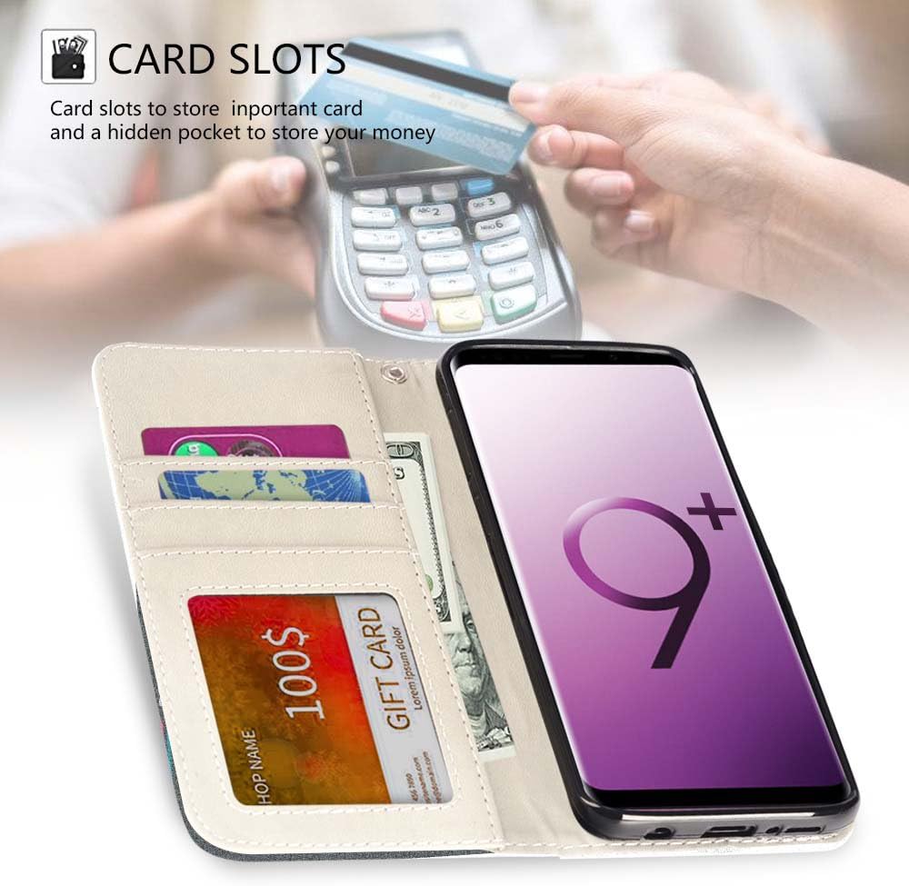 UrSpeedtekLive Galaxy S9 Plus Wallet Case Folio Flip Premium PU Leather Case Cover w/Card Holder Slot Pockets, Wrist Strap, Magnetic Closure Compatible Samsung Galaxy S9 Plus(2018),Gameboy