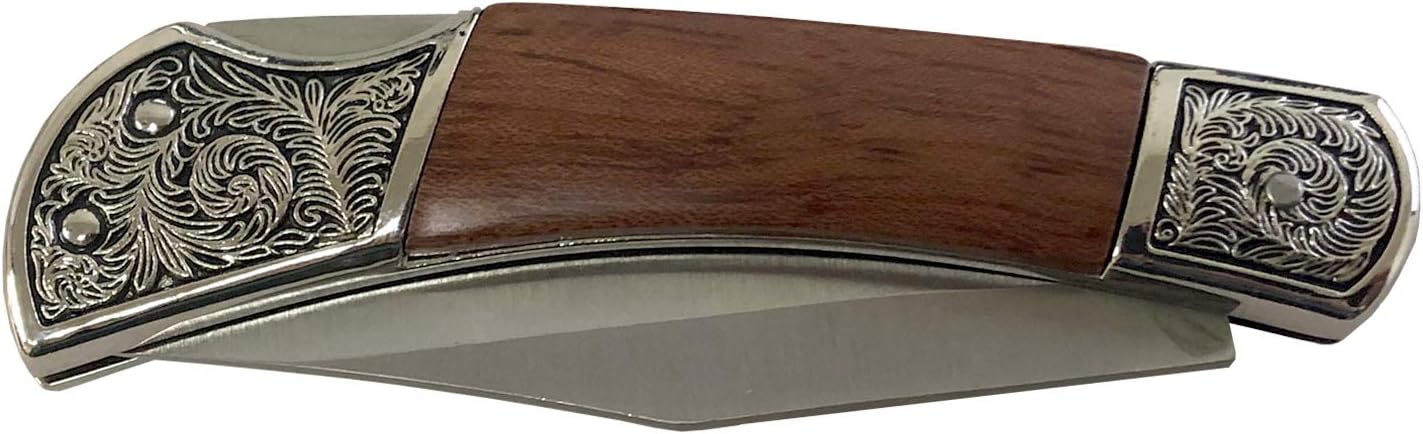 Customized Custom Your Text or Logo Here Personalized Laser Engraved Legacy Wood Personalized Stainless Steel Blade Folding Pocket Knife - Gifts For Him, For Her, For Boys, For Girls, For Them