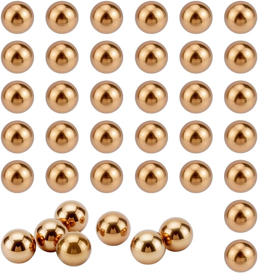 NBEADS 100 Pcs 10mm Precision Solid Brass Bearing Balls, Industrial Brass Ball Spheres for Machinery Automotive Craft DIY
