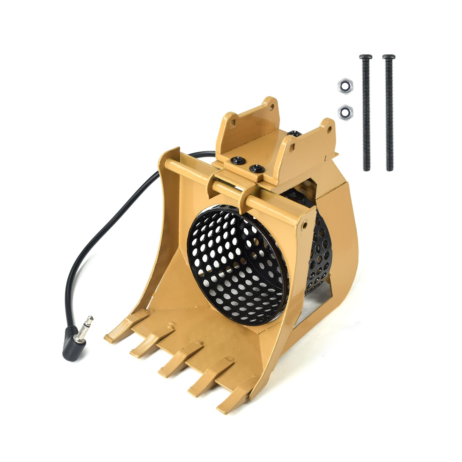 JOYSOG RC Bucket for Huina 1580/1592/1593/1594 Metal Simulation Digging Bucket Electric Rotary Screen Bucket Accessories