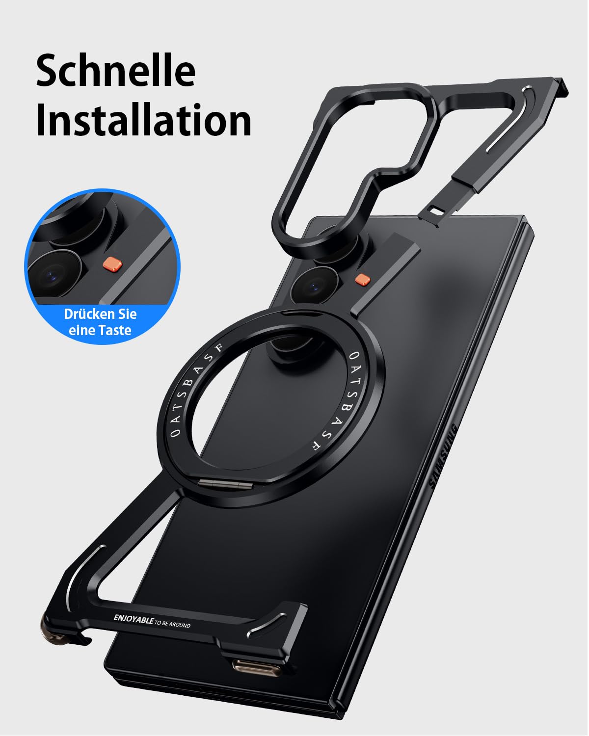 Z Shape etui do Samsung Galaxy Z Fold 7, bezramkowe, aluminiowe, cienkie etui na telefon komórkowy z obrotowym o 360° stojakiem magnetycznym, metalowe, odporne na uderzenia, etui ochronne do