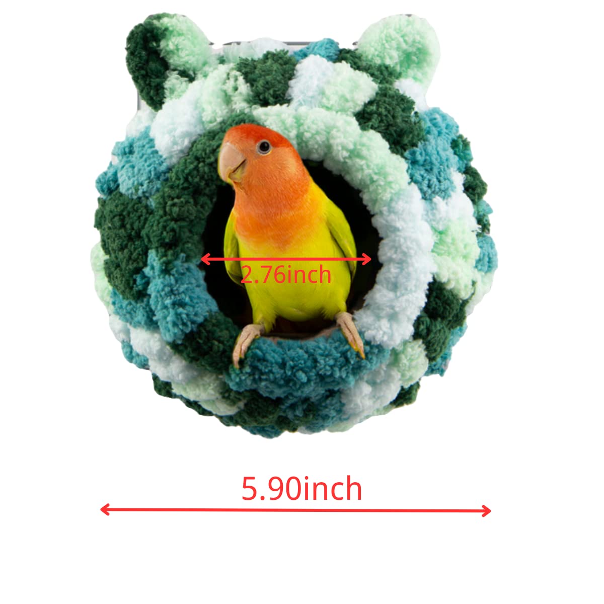 Winter Warm Bird Nest Bed Hanging Hammock Snuggle Hut Parrot House Tent Toy Colorful Bird Nest for Budgies Lovebird Finch Hamster Chinchilla Guinea Pig (Forest Green)
