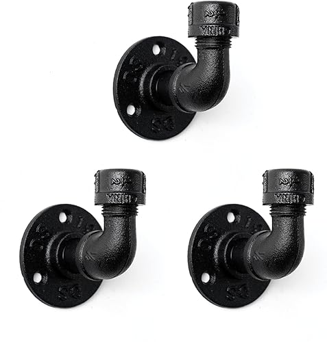 Ganchos para toallas de baño para colgar, paquete de 3 toalleros industriales vintage, color negro, gancho resistente para colgar en la pared,