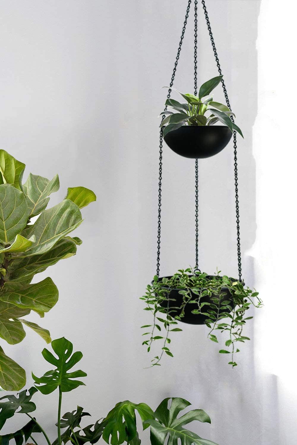 Abetree Modern Metal Hanging Planter for Indoor Outdoor Plants with Hook 2 Tier Boho Wall and Celling Flower Pot Plant Holder Home Decor : Patio, Lawn & Garden
