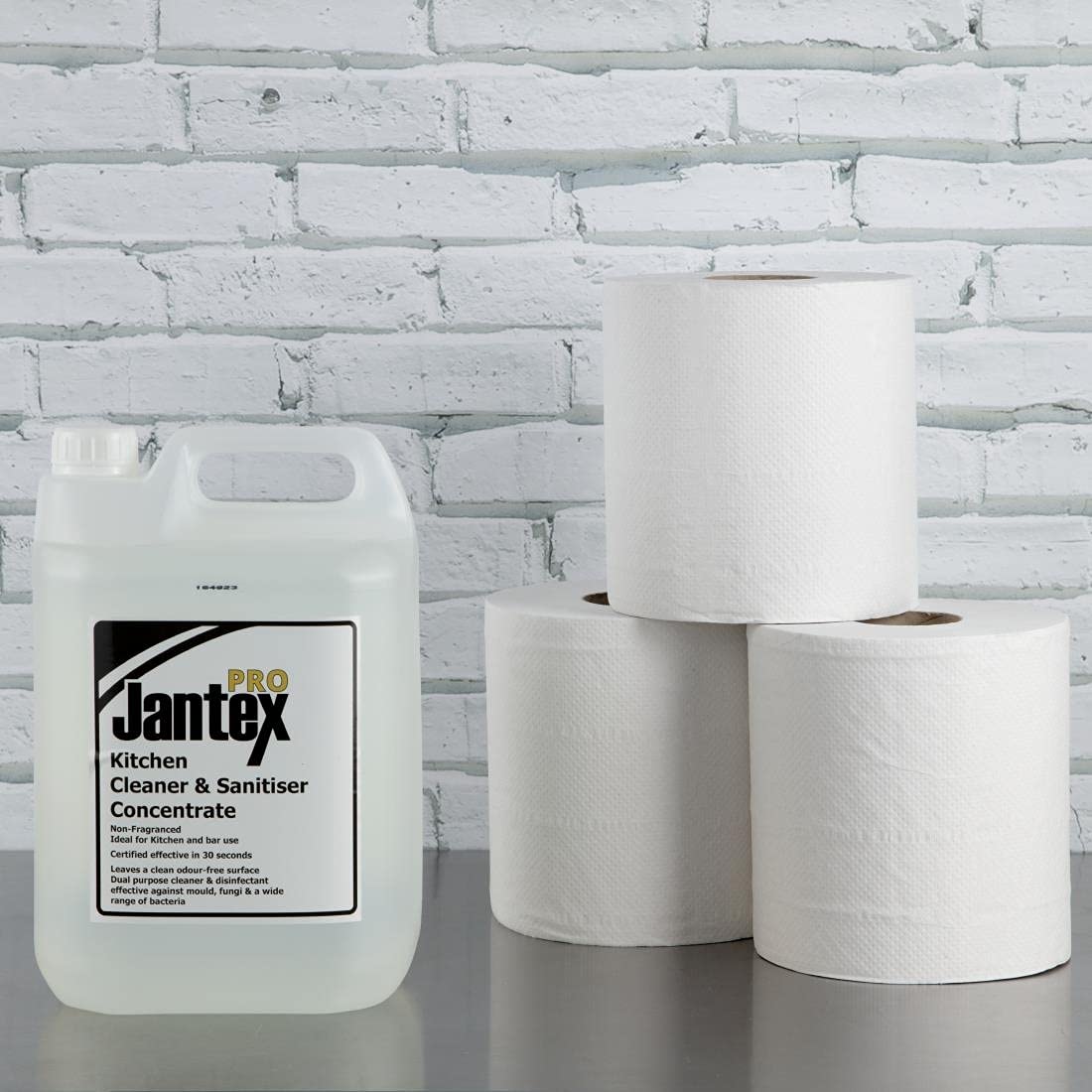 Jantex Rouleau d'Essuyage Dévidage Central Blanc 2 Plis / 120 m par Rouleau (Lot de 6), Blanc, Environ 400 Feuilles par Rouleau, Accrédité CHSA, Matériau Recyclé, DL920