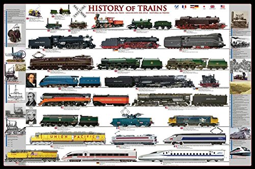 Laminated History Of Trains Railroad Educational Chart Poster 24X36 #TOP11