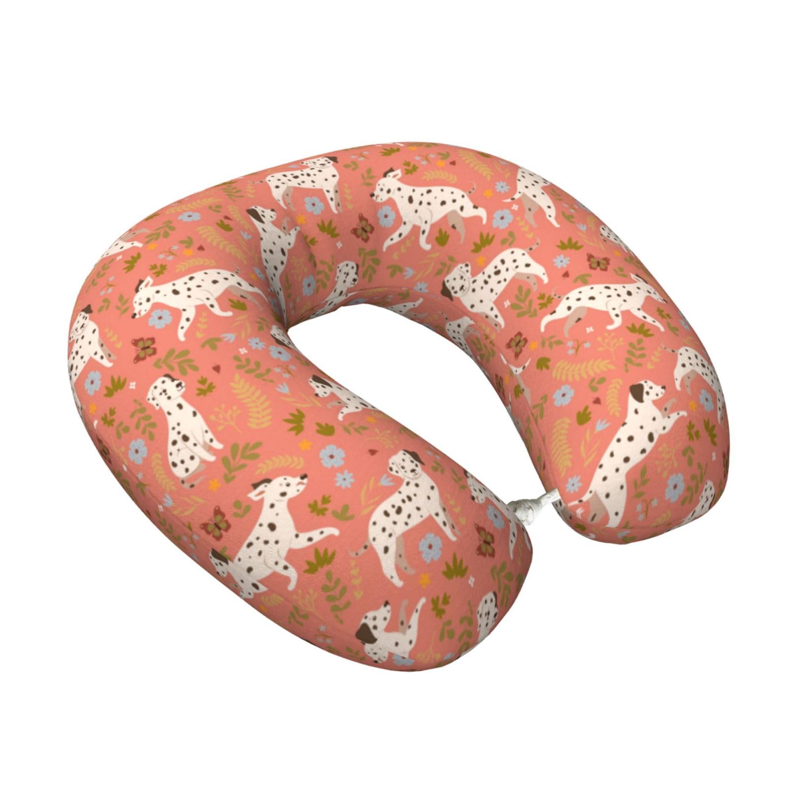 LKYMOH Dalmatians Playing, Travel Neck Pillow U-Shaped Memory Neck Support Soft Comfortable With Washable Cover For Airplane Car Traveling and Office