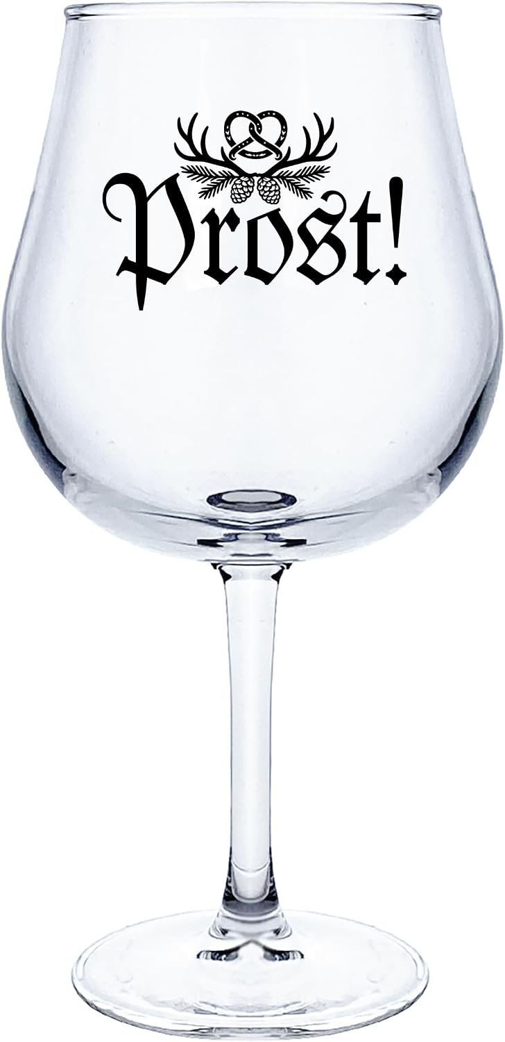 "Prost" Grand Charente 17oz Stemmed Beer Glass Non-Nucleated Craft Gift