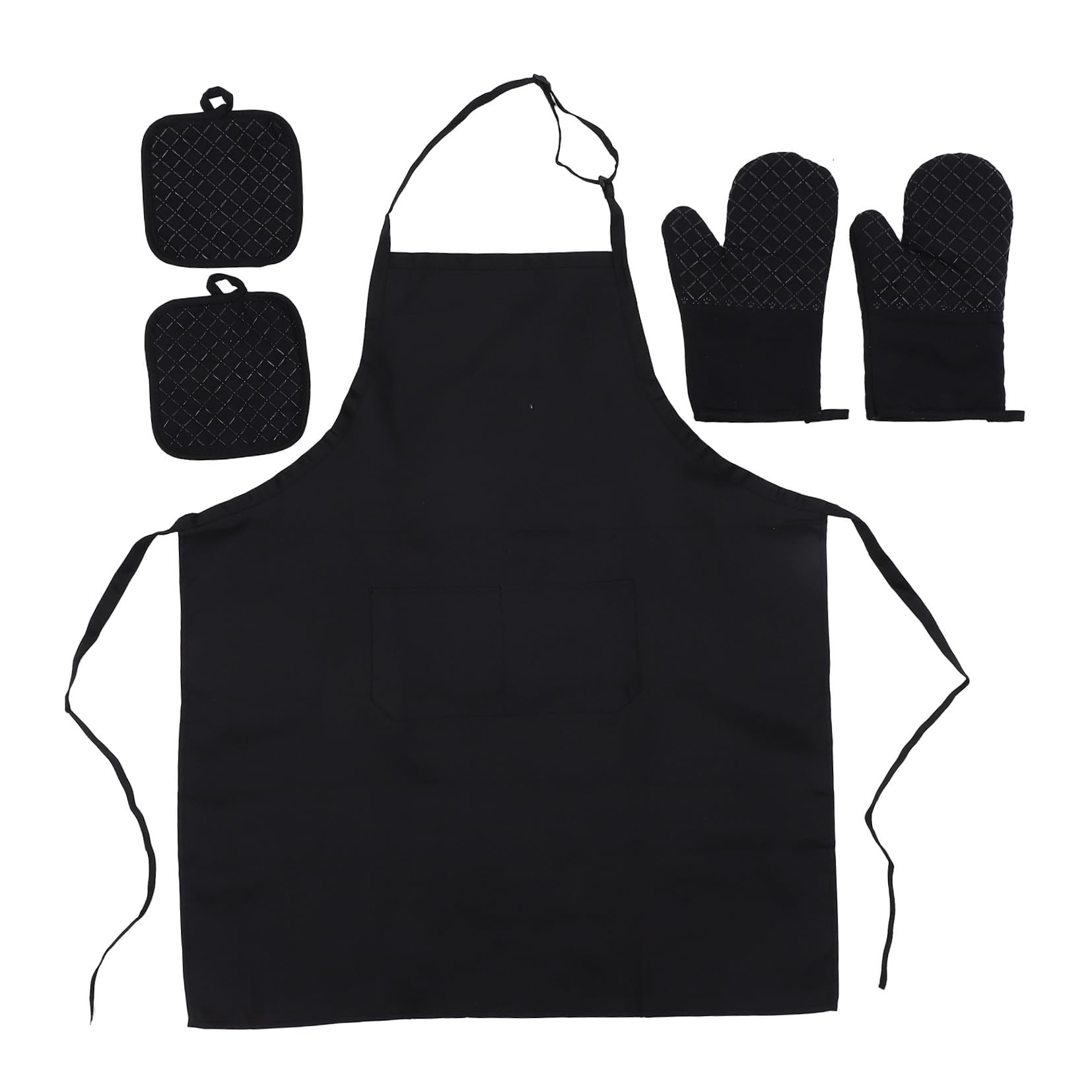 TOYANDONA Juego de Guantes de Horno y Manoplas Antideslizantes Incluye Delantal Ajustable y Almohadilla Aislante Protección Térmica para Hornear Asar y Cocina Diaria