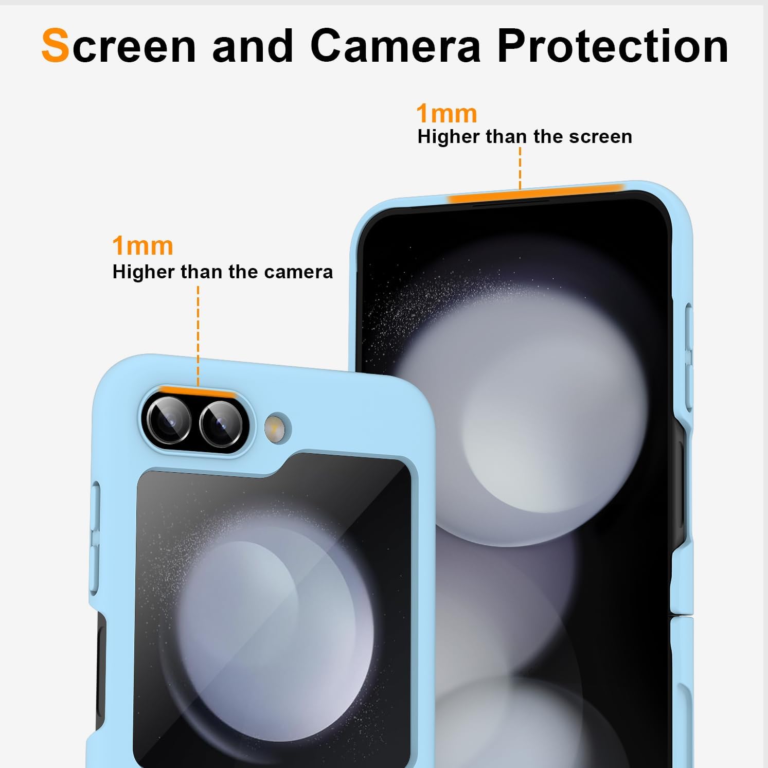 for Galaxy Z Flip 5 5G Case,Lightweight,Slim Fit Drop Protection Rugged Shockproof Cover for Samsung Galaxy Z Flip5 5G,Slim Thin Hard PC Shockproof Protective Phone Sky Blue 4-Z Flip5-05