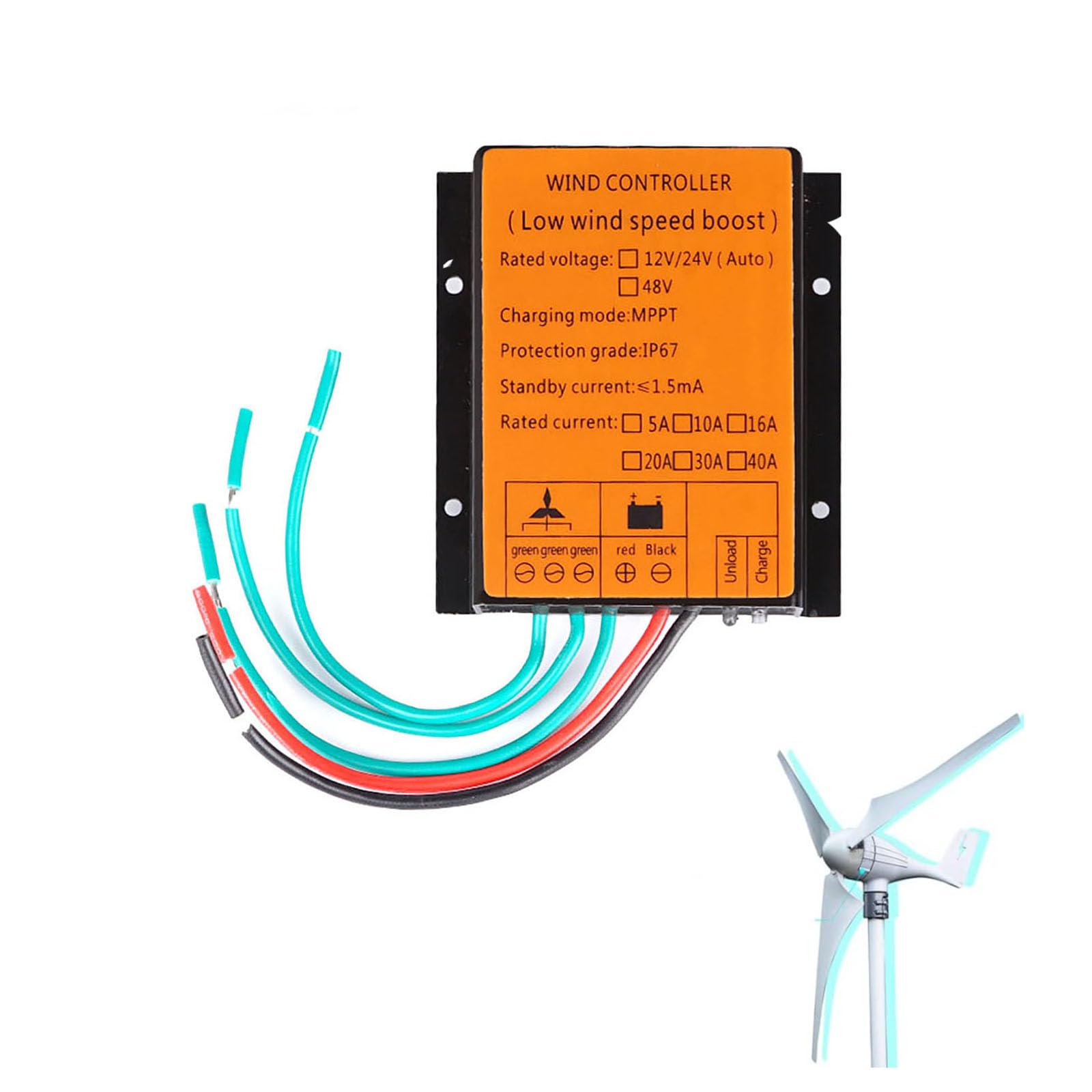 6000W regulator ładowania MPPT, 12V/24V Auto 48V 10A-40A, wodoodporny regulator generatora turbiny wiatrowej, odpowiedni do wytwarzania energii wiatrowej i słonecznej