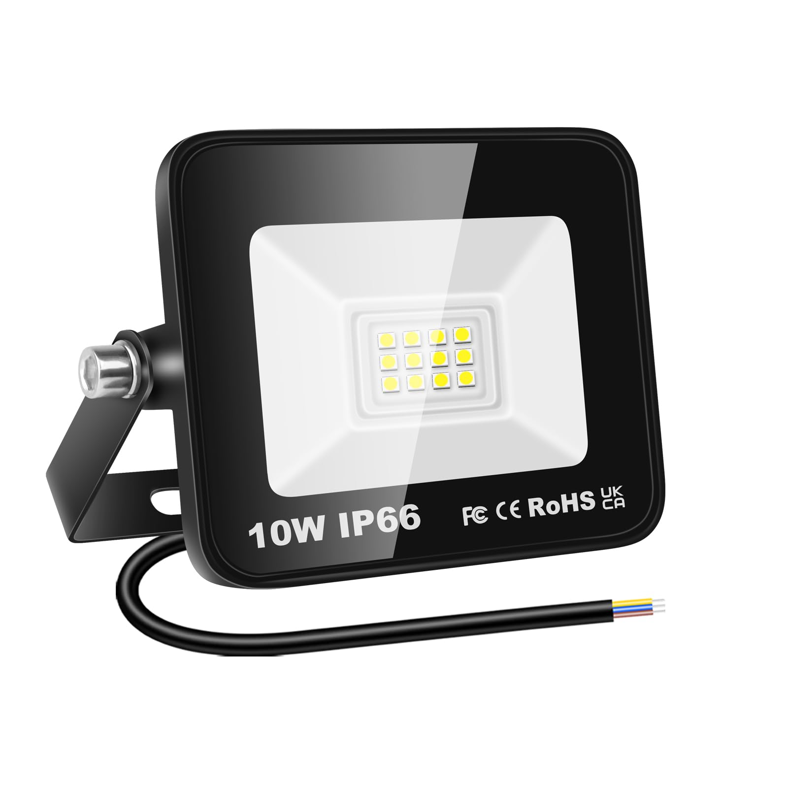 YOJZMA 10W 1000LM Outdoor LED Floodlight 6000K White Light IP66 Waterproof Security Light for Garden, Garage, Yard, Sports Field, Patio, Driveway, Porch