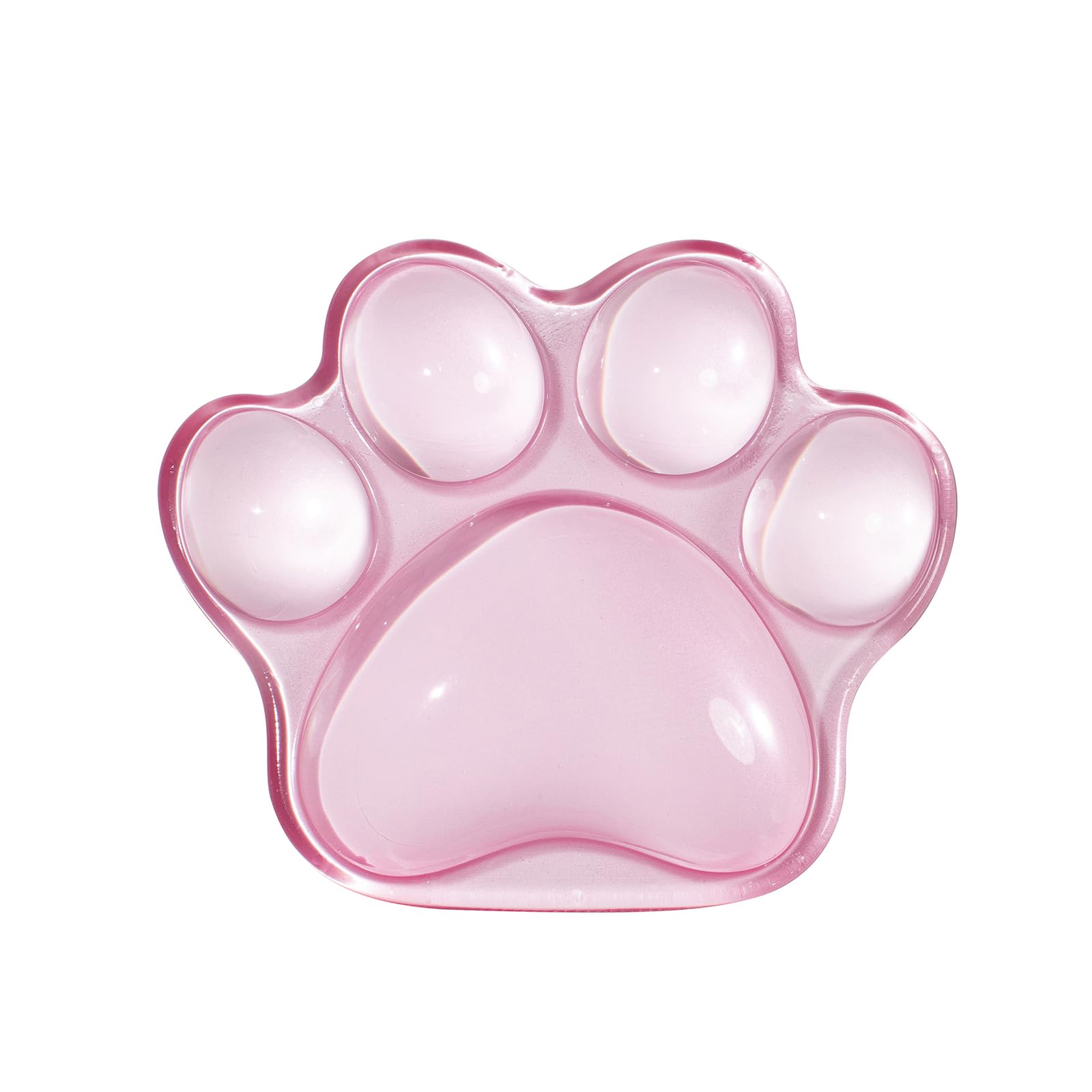 Hunfuthr Whimsical Cat Paw Ergonomic Cushioned Pink Clear Silicone Gel Wrist Rest, 3.94 x 4.72 inches