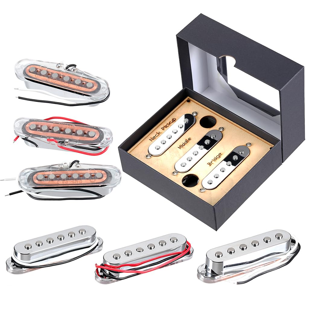 Alnico 5 Tonabnehmer-Set Single Coil Gitarre SSS Tonabnehmer Hals/Mitte/Steg für Stratocaster E-Gitarre Ersatzteil Silber