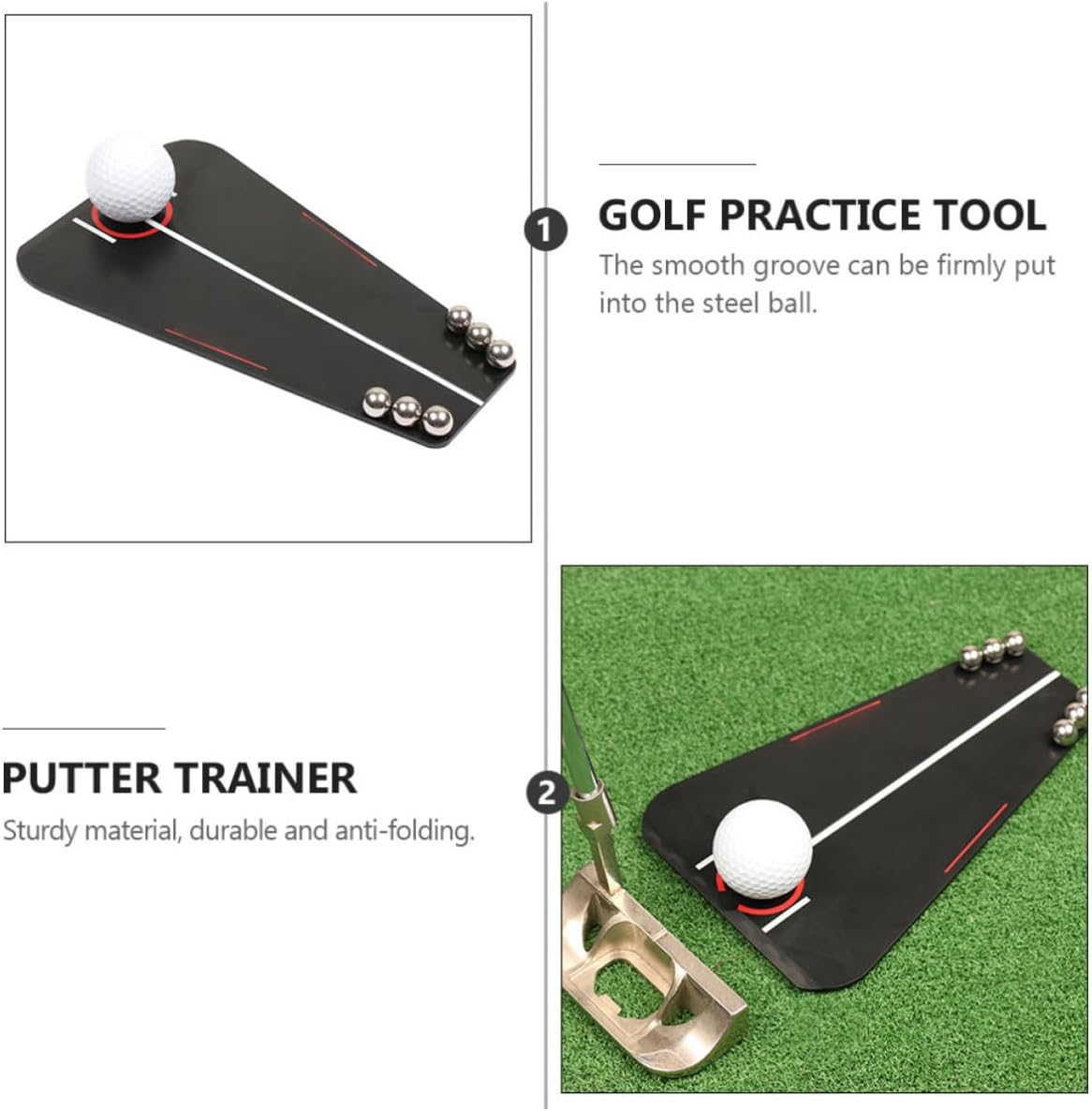 Cabilock Portable Putting Trainer Putter Practice Set for Golf with Smooth Groove and Firm Ball Placement, Indoor and Outdoor Use, Lightweight Plastic Training Equipment for Beginners