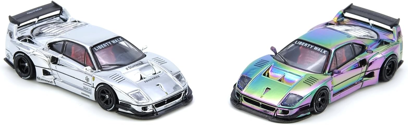 Inno Models LBWK (Liberty Walk) F40 Chrome Silver 1/64 Diecast Model Car IN64-LBWKF40-CHS