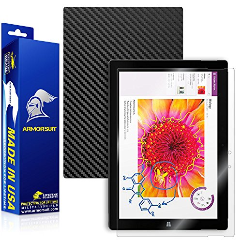 Armorsuit Militaryshield Black Carbon Fiber Skin Wrap Film + Hd Clear Screen Protector For Microsoft Surface 3 - Anti-Bubble Film #TOP21